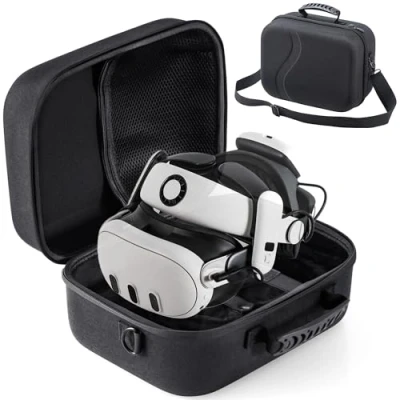 Abbildung von Große Tasche für Meta Quest 3, Reisen Lagerung Tragetasche Kompatibel mit BOBOVR S3 Pro Akku Elite Strap und Anderem Zubehör, Hartschalen Aufbewahrung