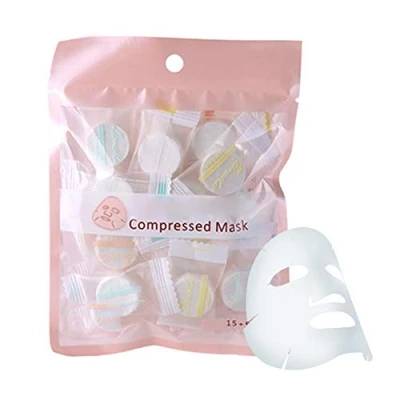 Abbildung von Komprimierte Gesichtsmaske, Hautpflege, 20 StückPackung, komprimiert, natürliches Vlies, DIY, Gesichtspflege, Basteln, Papier, weiß, Maske aus Baumwolle, Einwegblatt, Kompression, Gesicht, Pflege,