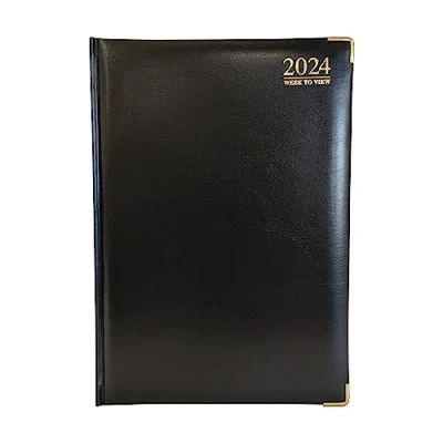 Abbildung von G4GADGET G4 Terminplaner 2024, A4, Wochenansicht, fester Einband, 70 g/m², Papier, für Büro, Büro und Zuhause, Schwarz