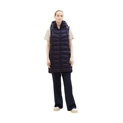 Abbildung von TOM TAILOR Damen 1037486 Longstyle Puffer Steppweste, 30025 navy Midnight Blue, XL