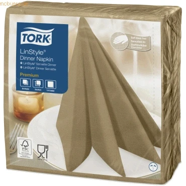 Abbildung von Tork Dinnerservietten Premium LinStyle 39x39cm 1/4 Falz 1 lagig biscui