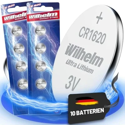 Abbildung von 10x CR1620 CR 1620 WILHELM Lithium Knopfzelle 3V 70mAh ø16x2,0mm Batterie DL1620, 6620