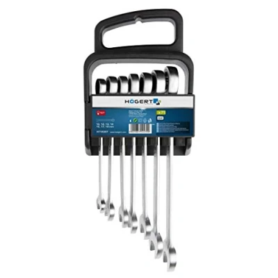 Abbildung von Hogert Technik HT1R397 Ratschen Ringgabelschlüsselsatz 72 7 mit Ratschenfunktion 10, 12, 13, 14, 15, 17, 19 Chrom Vanadium Stahl