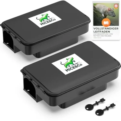 Abbildung von Mice&amp;Co 2X Profi Rattenfalle &amp; Mausefalle Effektive Köderstation Rattenköderbox gegen Mäuse und Ratten Rattenköderstation sicher für Kinder Tiere Giftköderbox Innen Außen