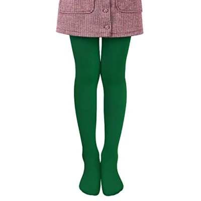 Abbildung von L&amp;K II Mädchen Ballett Strumpfhose Tanzstrumpfhose mit Fuß 80 DEN Blickdicht Mikrofaser Farbig 27251 Dunkelgrün 110/116