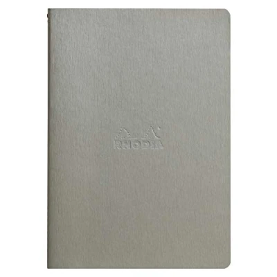 Abbildung von Rhodia 116401C Rhodiarama Notizbuch (ideal für Ihre Notizen, DIN A5, 14,8 x 21 cm, 32 Blatt, liniert, Premium Velinpapier 80g, elfenbein) 1 Stück, silber