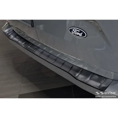 Abbildung von Avisa Schwarz Edelstahl Heckstoßstangenschutz kompatibel mit Ford Transit Custom 2023 &#039;Ribs&#039;