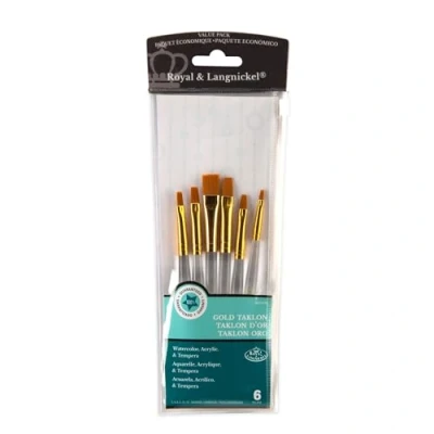 Abbildung von Royal &amp; Langnickel RSET 9159 Gold Taklon 6 teiliges Flach Pinsel Set