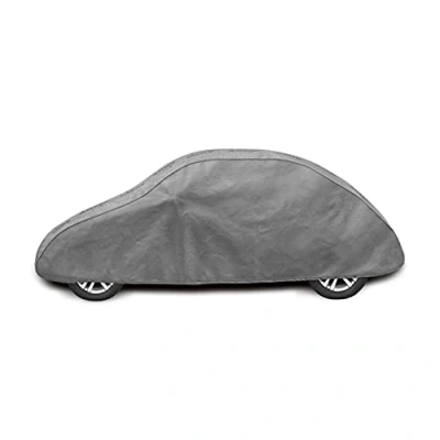 Abbildung von Autoabdeckung Wasserfest &amp; Extrastark Vollgarage Autoplane Abdeckplane gegen Regen Schnee Wind UV Strahlung Laub und Anderen Schmutz Autogarage Grau, L Beetle New L: 410 430 cm/H: 123 133 cm