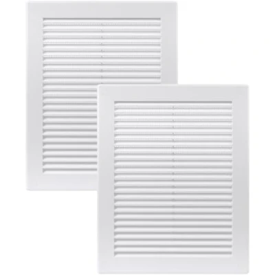 Abbildung von Vent Systems 200x250 mm 2 Stück Weiße Lüftungsabdeckung flache, rechteckig Lüftungsschlitze Integrierter Insektenschutz HVAC Lüftungsöffnungen für Badezimmer, Heimbüro