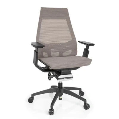 Abbildung von hjh OFFICE 652883 Profi Bürostuhl GENIDIA SMART Black Netzstoff Grau ergonomischer Drehstuhl mit verstellbaren Armlehnen, Sitz neigbar