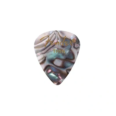 Abbildung von Fender 351 Shape Premium Plektren (12 Stück) für E Gitarre, Akustikgitarre, Mandoline und Bass Thin Mehrfarbig (Abalone)