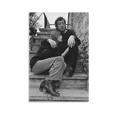 Abbildung von JEYUAN Kunstwerk Malerei Leinwanddrucke Serge Gainsbourg Jane Birkin Dekorative Leinwand Wandkunst Wohnzimmer Poster Schlafzimmer 60x90cm Kein Rahmen