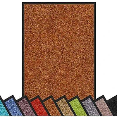 Abbildung von etm Hochwertige Fußmatte schadstoffgeprüft bewährte Eingangsmatte in Gewerbe &amp; Haushalt Schmutzfangmatte mit Top Reinigungswirkung Sauberlaufmatte waschbar rutschfest (120x600 cm, Braun)
