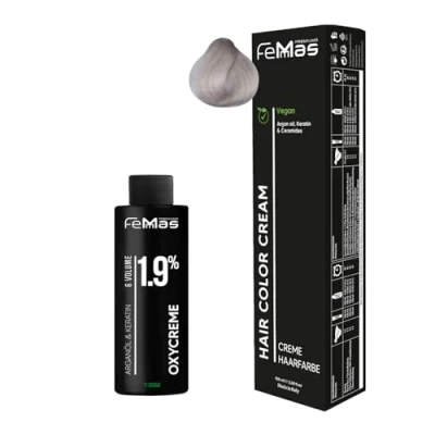 Abbildung von Femmas Haarfarbe Set Extra Platinblond Perl Asch 12.81 I Hair Color Cream 100ml + Oxycreme 1.9% Permanente Haar Coloration Entwickler Schonend &amp; langanhaltend Salon für Zuhause