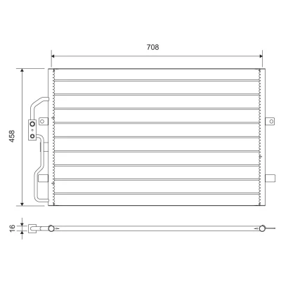 Abbildung von VALEO 812710 Klimakondensator ohne Trockner Aluminium 458 FIAT: Scudo I Kombi, PEUGEOT: 806