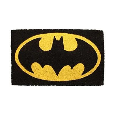Abbildung von SD TOYS Batman Eingangsmatte, Kokosfaser, rutschfest, schwarz und gelb, 73 x 43 cm