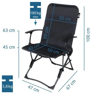 Abbildung von your GEAR Campingstuhl Carini gepolsterter Klappstuhl 3D Mesh max. 180 kg geeignet für VW T5 T6 T6.1 Heckklappe
