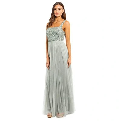 Abbildung von Maya Deluxe Women&#039;s Damen Maxikleid mit Breiten Trägern, Ärmellos, Quadratischer Ausschnitt, Verziert für Hochzeit, Gast, Abschlussball Bridesmaid Dress, Green Lily, 54