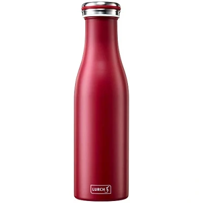 Abbildung von Lurch 240906 Isolierflasche / Thermoflasche für heiße und kalte Getränke aus doppelwandigem Edelstahl 0,5l, Bordeaux, 7.7 x 26.3 cm