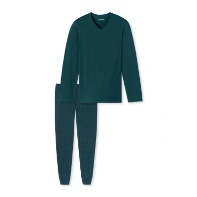 Abbildung von Schiesser Schlafanzug LANG Nachtwäsche Set, Herren, Größe: 52, Blau