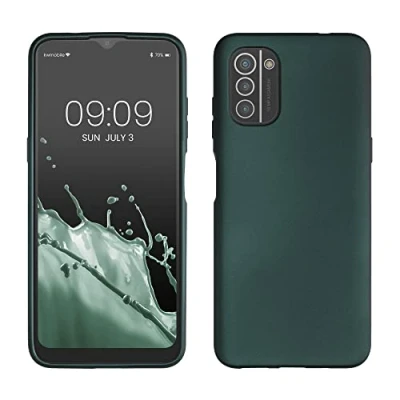 Abbildung von kwmobile Case kompatibel mit Nokia G21 / G11 Hülle Schutzhülle aus Silikon metallisch schimmernd Handyhülle Metallic Petrol