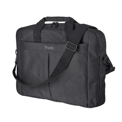 Abbildung von Trust Primo Laptoptasche 16 Zoll, Tasche mit Schultergurt, Tragetasche Innenpolsterung zum Schutz, Schultertasche für Reisen, Business, Büro, Schule Schwarz