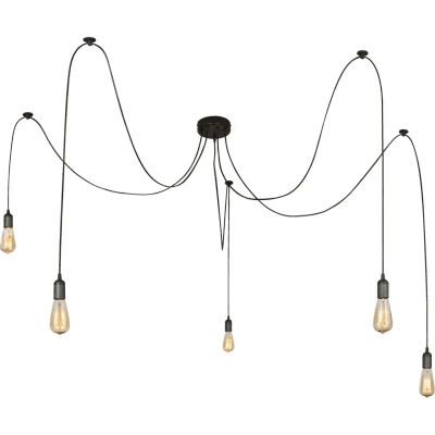 Abbildung von Lighting OLIVER Hängeleuchte Metall schwarz, 5x E27