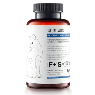 Abbildung von animaux Gastro Balance for Cats 90 Kautabletten Diät Ergänzungsfuttermittel für Katzen, Magen Darm Trakt, Verdauung, bei Durchfall, Verstopfung &amp; Blähungen, mit Probiotika