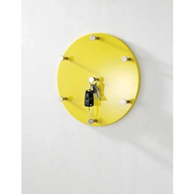 Abbildung von HAKU Möbel Wandgarderobe Chrom, gelb, MDF, Metall Maße: T 5 cm x Ø 35 cm, Style: Modern