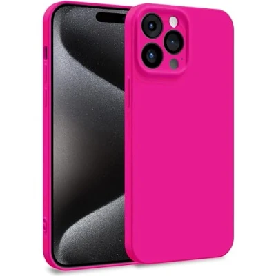 Abbildung von MyGadget Hülle für iPhone 15 Pro Max Zweilagige Handyhülle mit Kameraschutz Cover Innenfutter &amp; Silikon außen Magenta Rot