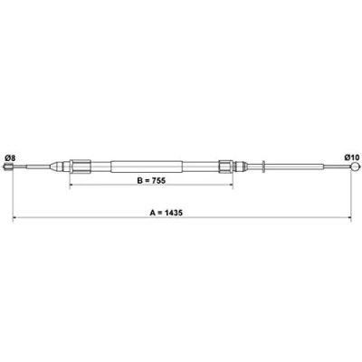 Abbildung von ATE 24.3727 0234.2 Handbremsseil 1435 BMW: 1 Schrägheck, Cabrio, Coupe