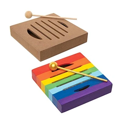 Abbildung von Baker Ross FE599 Mini Rhythmusblöcke aus Holz, 3 Stück, Machen Sie Ihre eigenen Musikinstrumente, Holzspielzeug für Kinder, Bemalen Holzarbeiten
