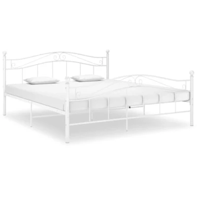 Abbildung von vidaXL Bett mit Lattenrost Metallbett Bettgestell Doppelbett Schlafzimmerbett Ehebett Bettrahmen Schlafzimmermöbel Weiß Metall 140x200cm