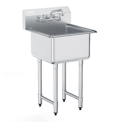 Abbildung von VEVOR Commercial Utility &amp; Prep Sink 1 Fach Edelstahl Rückwand