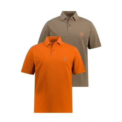 Abbildung von JP1880 2ERPACK Seitenschlitze Regular FIT Poloshirt, Herren, Größe: 8XL, Orange