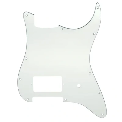 Abbildung von Musiclily Pro 11 Löcher Strat Pickguard 1 Covered Humbucker Gitarren Schlagbrett für Fender USA/Mexico Tom Delonge Style E Gitarre, 3 lagig Aged White