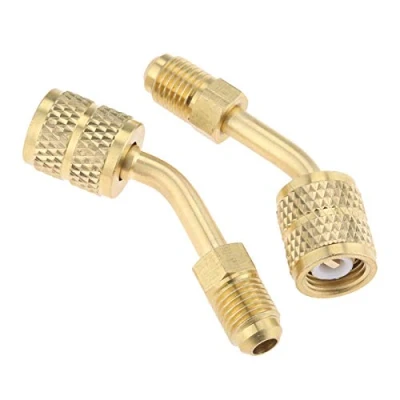 Abbildung von gohantee R410a Adapter 5/16 Innengewinde, 1/4 Außengewinde SAE Schwenkadapter Passend für Mini Split System Klimaanlagen, HVAC und Kälteservice mit 45 Winkel Kausche 2er Pack