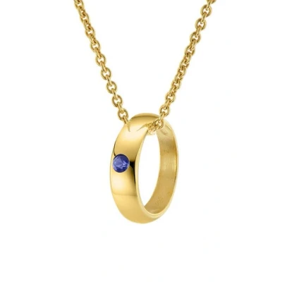 Abbildung von trendor Kette mit Anhänger Taufring Gold 333 Saphir an goldplattierter