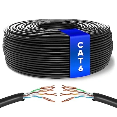 Abbildung von Mr. Tronic 100m Ethernet Netzwerkkabel Cat 6, LAN Für Schnelle &amp; Zuverlässige Internet, AWG24 Massenkabel 6 Bulk Kabel 1 Gbps, 250 MHz, UTP CCA (100 Meter, Schwarz)