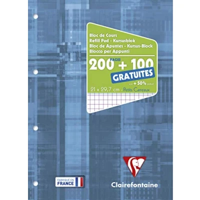 Abbildung von Clairefontaine ‎65816C Kursusblock, 150 Blatt, 90g, mikroperforiert, 4 fach gelocht, kariert, 1 Stück, Blau
