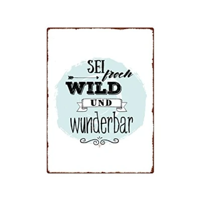 Abbildung von Interluxe WANDSCHILD Metallschild SEI FRECH, WILD UND WUNDERBAR Lebensmotto Spruch Shabby