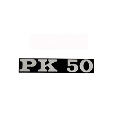 Abbildung von Emblem/Schriftzug &#039; PK 50 Seitenhaube für Vespa Modelle 95x17mm 2 Pins Lochabstand 80mm