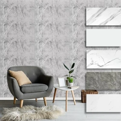 Abbildung von Hexim Wandpaneel, (Wandverkleidung Marmor Optik 0,9 m² Selbstklebende Wandpaneele aus Kunststoff Rückwand Steintapete Deckenplatten Wandtapete (XBM29 60x30cm / 5 STK)