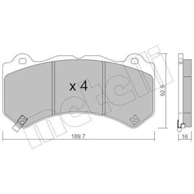 Abbildung von METELLI 22 1182 0 Bremsbelagsatz mit akustischer Verschleißwarnung JEEP: GRAND CHEROKEE 4, 3, CADILLAC: CTS II Limousine