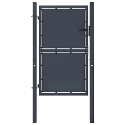 Abbildung von vidaXL Gartentor Gartentür Hoftor Hoftür Gartenpforte Zauntor Zauntür Einzeltor Tor Garten Zaun Pforte Eingangstor Stahl 100x150cm Anthrazit