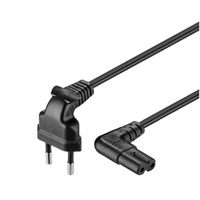 Abbildung von kab24® Euro Stromkabel Eurostecker (Typ C, CEE 7/16) gewinkelt auf Gerätebuchse C7 (0.75m, schwarz)