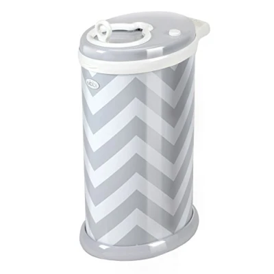 Abbildung von Ubbi Steel Diaper Pail, Odor Locking, No Special Bag Required, Award Winning, Registry Must Have, Grey Chevron