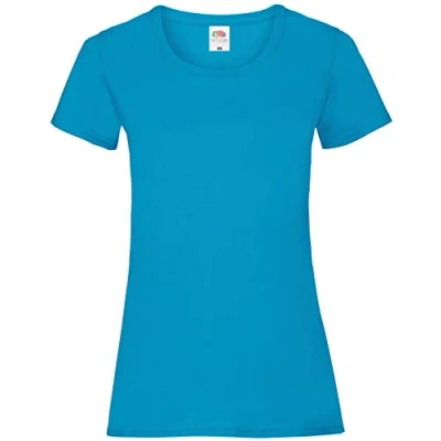 Abbildung von Fruit of the Loom Damen T Shirt Ladies Valueweight, Azure Blau, 40