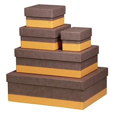 Abbildung von Rhodia 118880C Boxen aus italienischem Kunstleder, 5er Set orange